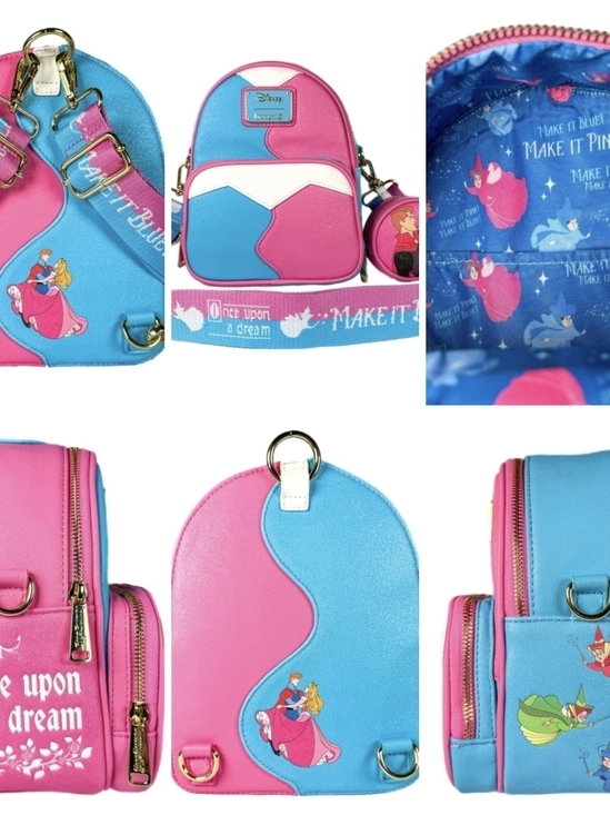 Loungefly Disney Sleeping Beauty Make It Pink Make It Blue Convertible Backpack